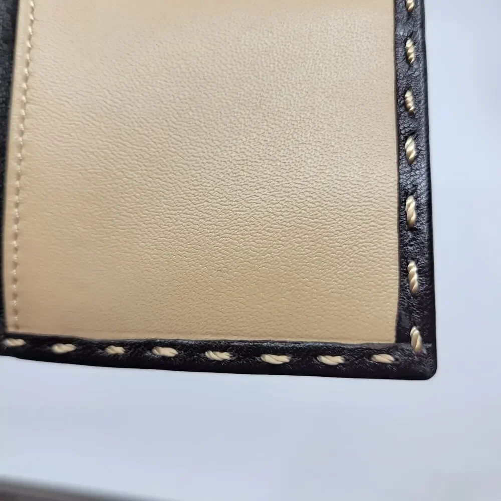 Vintage Beautiful genuine leather women's bifold wallet. Dark Brown